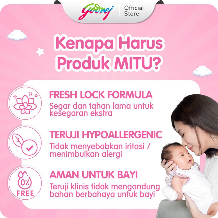 Jual Mitu Baby Tisu Basah Bayi Pink Botol - 60S Isi 3 Free Pouch ...