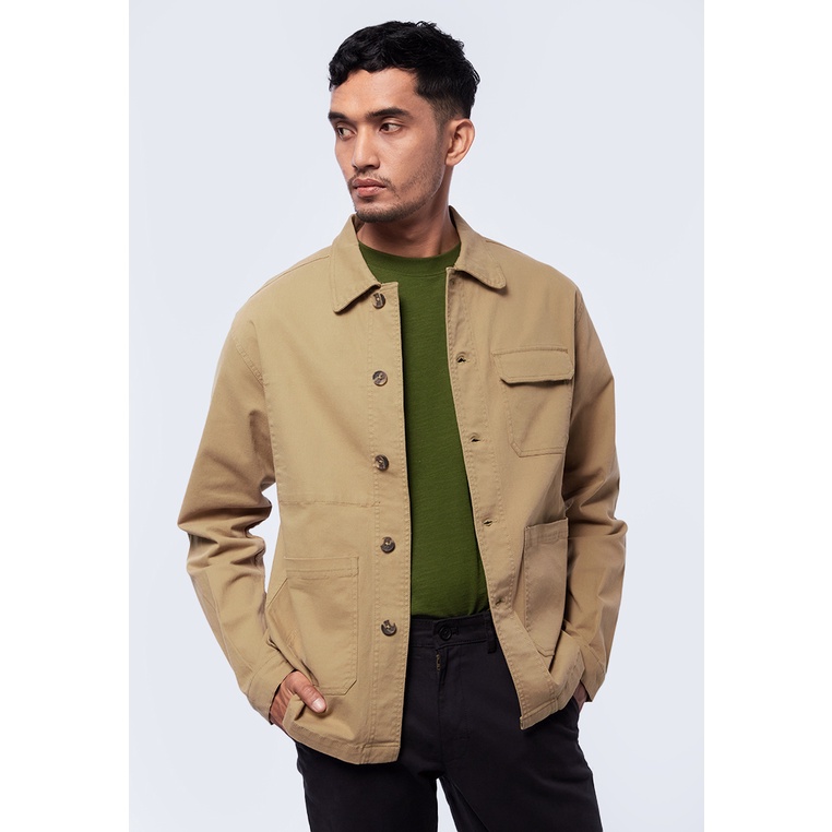 Jual Executive Slim Fit Shirt Jacket with Pocket Khaki Shopee