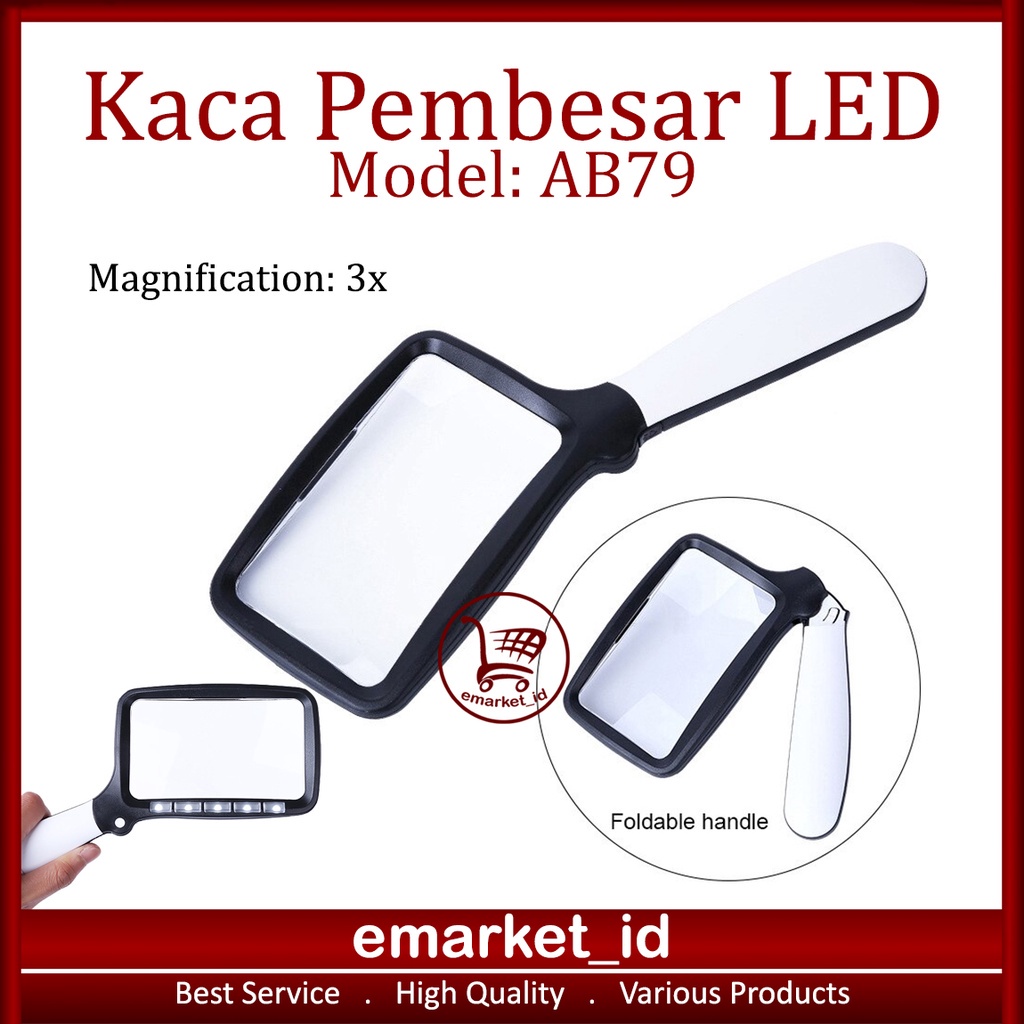 Jual Kaca Pembesar Led Ab79 Lampu Lup Lensa Magnifier Handheld