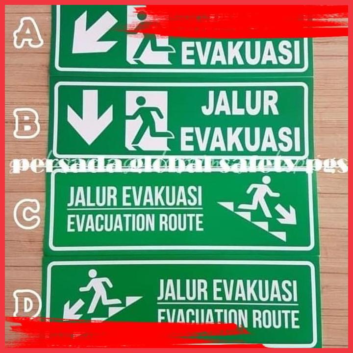 Jual (SAI) SIGN LABEL STICKER JALUR EVAKUASI KIRI KANAN 30X10CM RAMBU ...