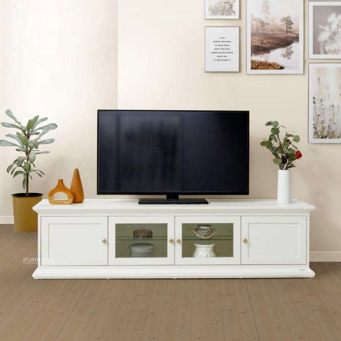 Jual Kamila TV Meja Tv Klasik Modern Kayu Pintu Kaca Shopee