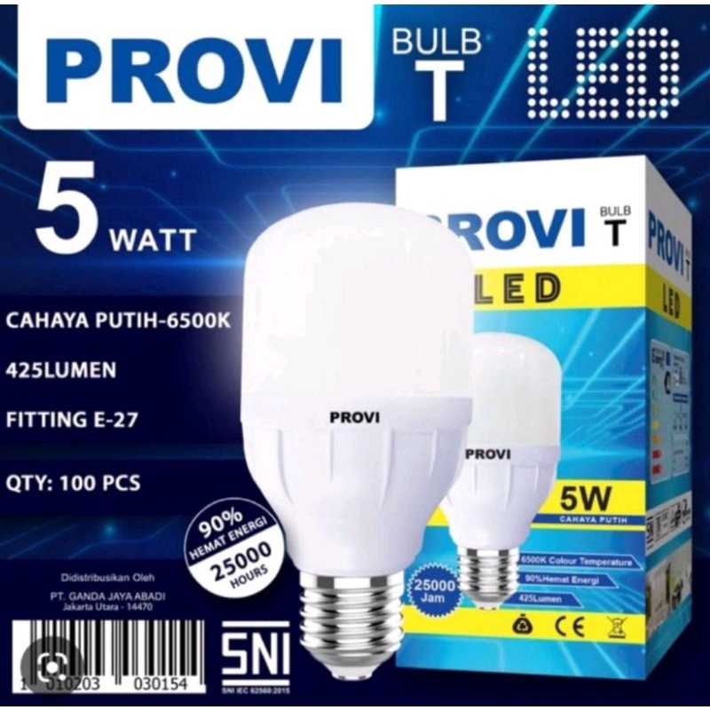 Jual Lampu LED Provi T bulp Bodi Kapsul 20w 15w 10w 5w / Lampu led ...