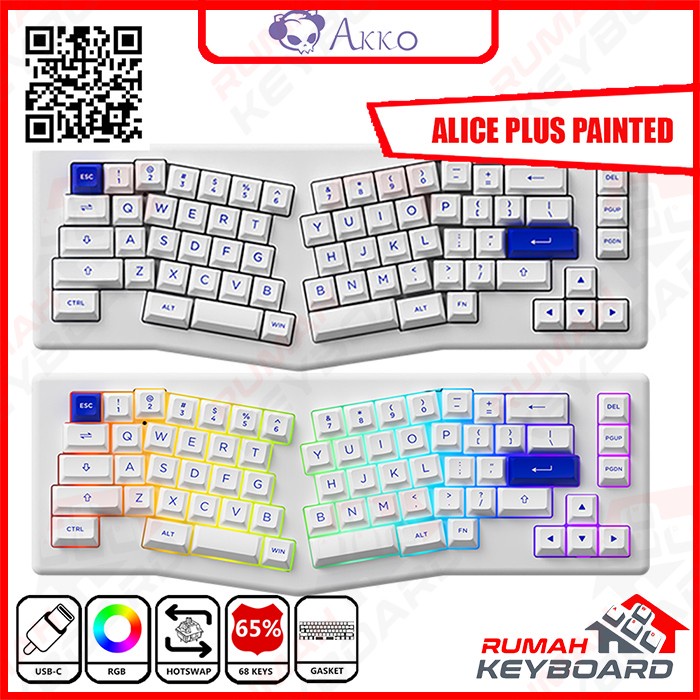 Jual MECHANICAL KEYBOARD - AKKO ALICE PRO PLUS - 65% - WHITE - PAINTED ...