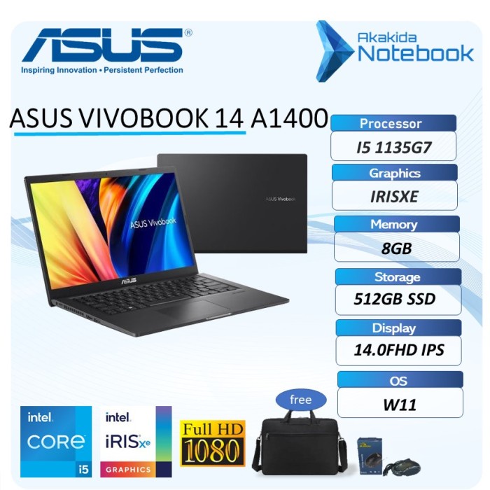 Jual Asus Vivobook 14 A1400ea I5 1135g7 8gb 512gb Ssd Irisxe 140fhd Ips Shopee Indonesia 8019