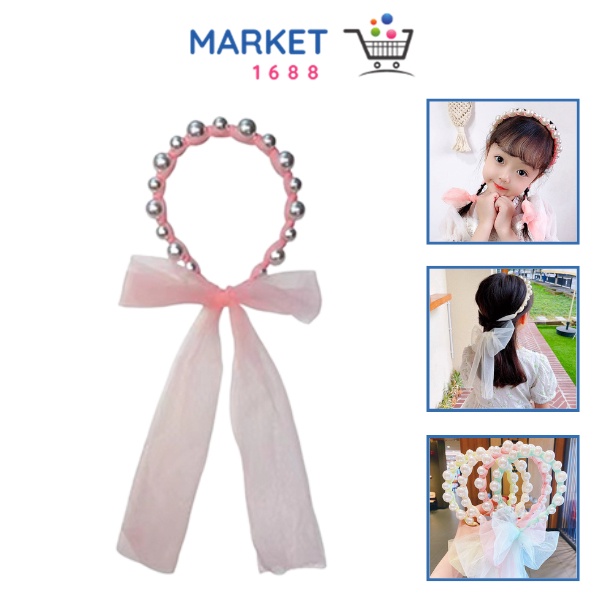 Jual MARKET1688 Bando Mutiara Untai Tali Pita Sifon Pearl Headband ...