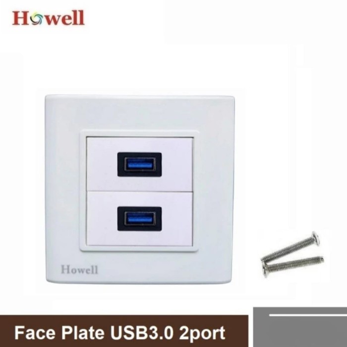 Jual Howell Single Wall Face Plate Outlat Socket USB 3.0 | Shopee Indonesia