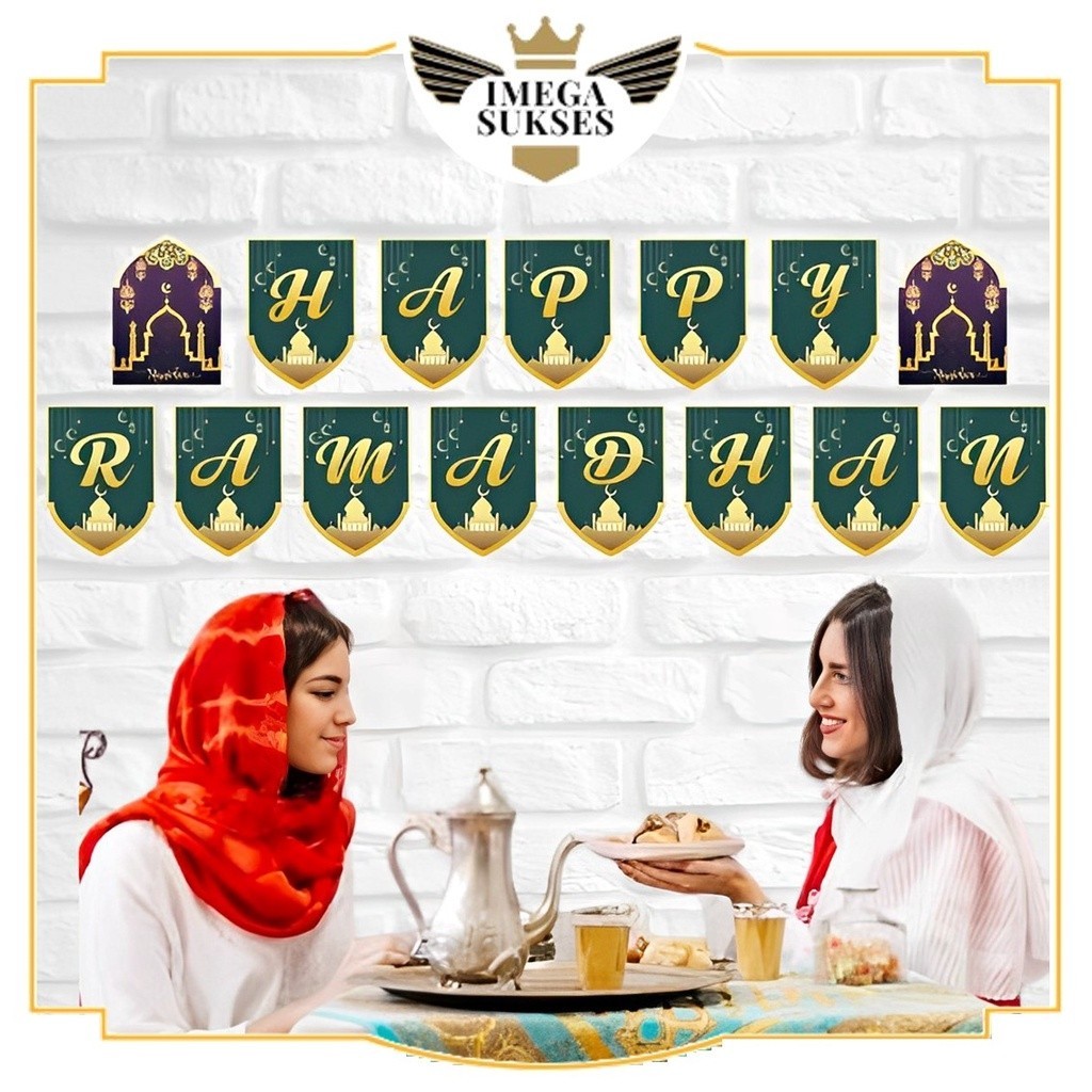 Jual PHG - Banner Flag Happy Ramadhan Bunting Warna Warni Backdrop ...