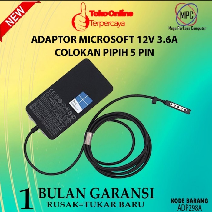 Alimentatore caricabatterie per Microsoft Surface Pro 3 / Pro 4 / Book, 31W / 12V / 2,58A