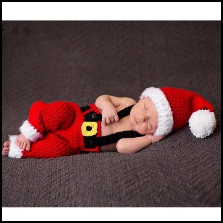 Jual Santa Newborn Baby Knitted Costume Kostum Natal Bayi Santa Studio Foto Shopee Indonesia