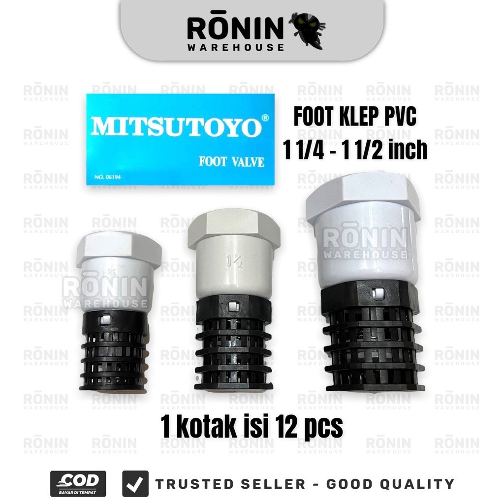 Jual [12 pcs] MITSUTOYO Foot Klep PVC 1 1/2 1 1/4 inch - Foot Valve ...