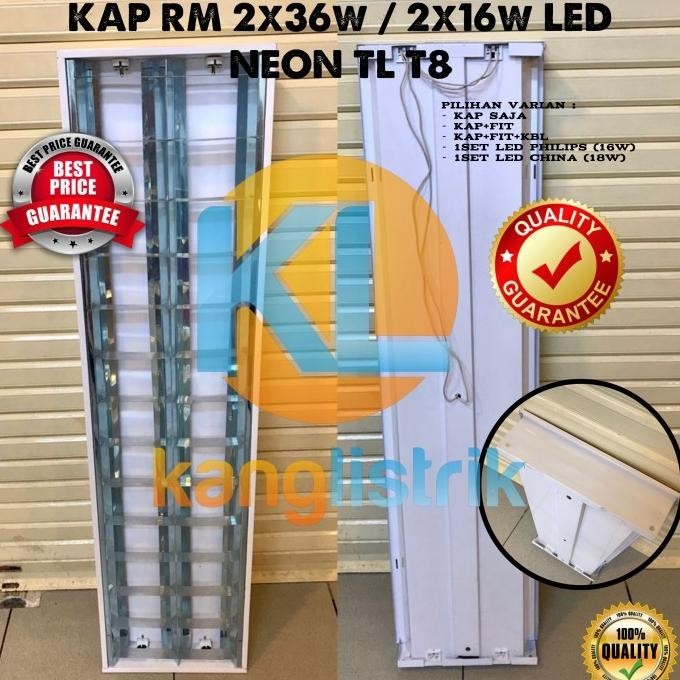Jual KAP RM 2x36 SET KOMPLIT TL LED PHILIPS 2x16 watt T8 panjang 120cm ...