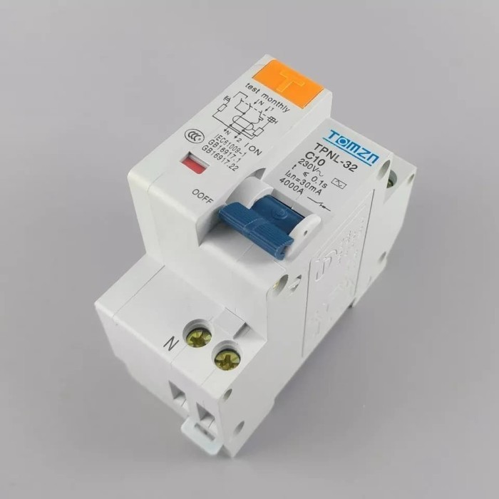 Jual MCB RCBO 10A DPNL TPNL 230 V 1 P + N Residual current Circuit ...