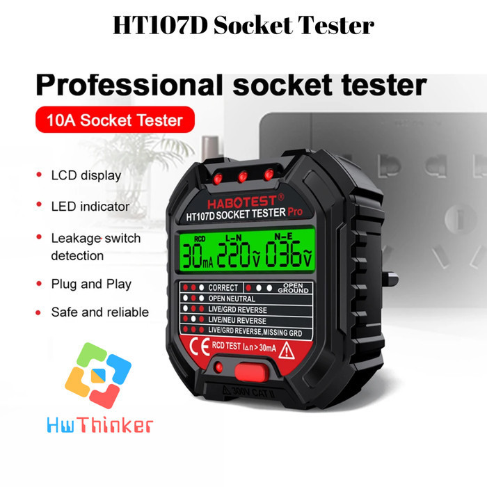 Testeur De Prise LCD DUOKON - Affichage Numérique - Détection De Phase Et Fil De Terre - Blanc