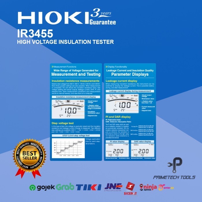 Jual Hioki Ir3455 High Voltage Insulation Tester 5Kv Original Japan ...