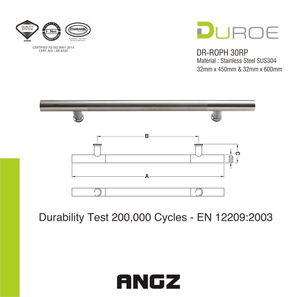 Jual Gagang Pintu Dorong Depan DUROE Pull Handle ROPH 30RP 60cm ...