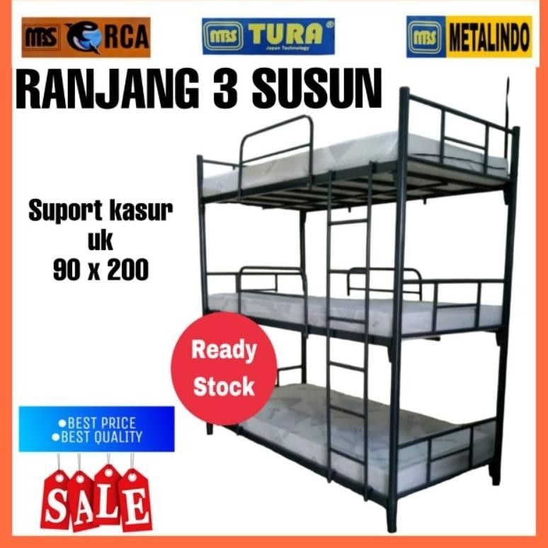 Jual Ranjang Besi 3 Susun Mbs Bunk Bed Ranjang Kuat Tempat Tidur ...