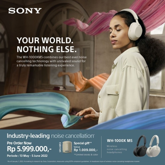 Jual Sony Wh-1000Xm5 / Wh1000Xm5 / Wh 1000Xm5 Headphone Wireless Nc ...