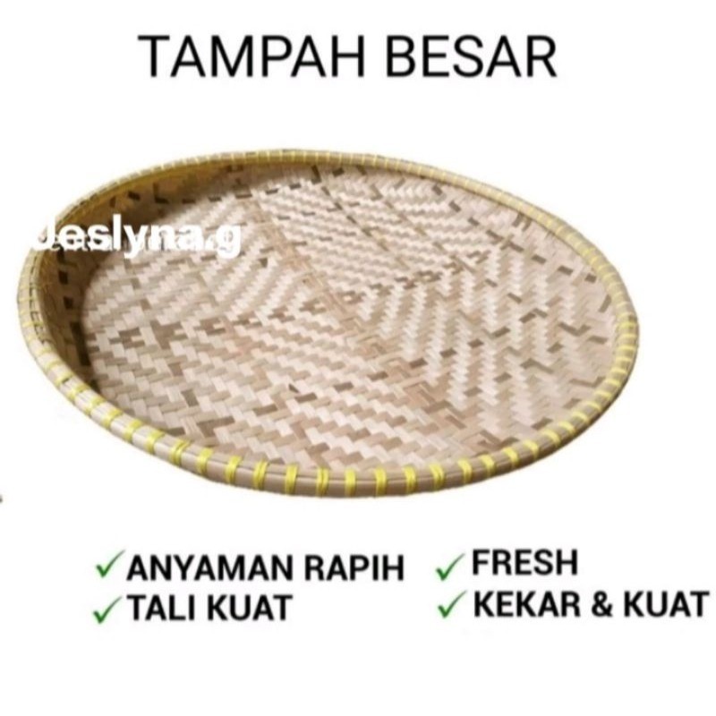 Jual tampah bambu anyaman/nampan bambu besar ukuran 50cm | Shopee Indonesia
