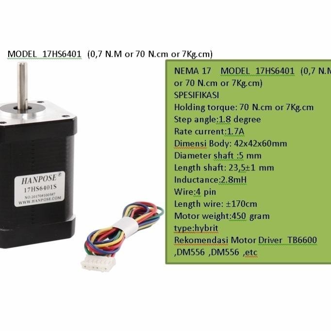 Jual nema17 stepper motor hanpose 17HS6401 1.7A hanpose | Shopee Indonesia