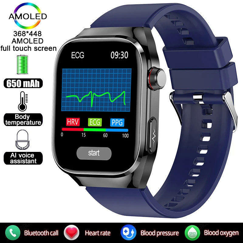 New full touch screen ECG PPG Bluetooth call smart watch men's women watch  sport heart rate fitness waterproof 650mAh