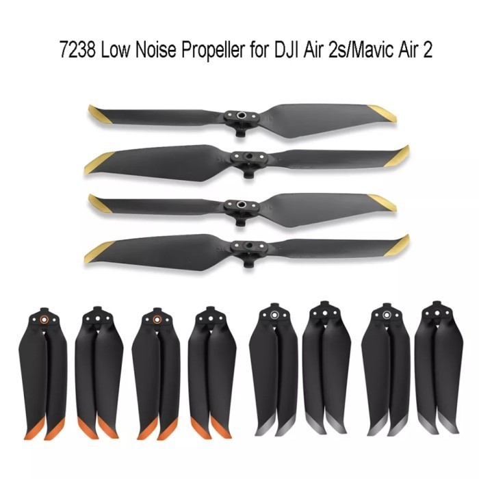 thumbnail image 2 of 2 Pairs (4 Blades) 7238F Foldable Propellers For DJI Mavic Air 2 – Gold Tip CW/CCW 2 of 6