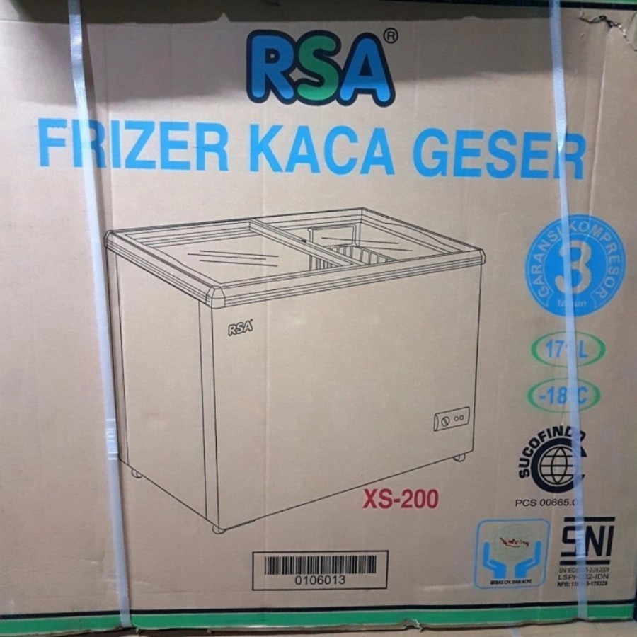 Jual Chest Freezer Kaca RSA XS-200 Sliding Flat Glass XS200 Pembeku ...