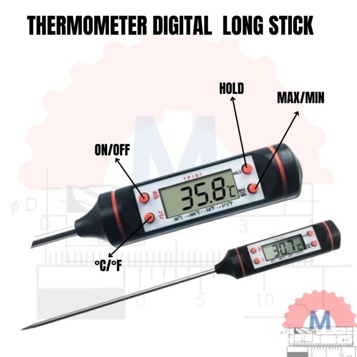 Jual Produk Digital Thermometer Long stick 30cm Thermometer AC mobil ...