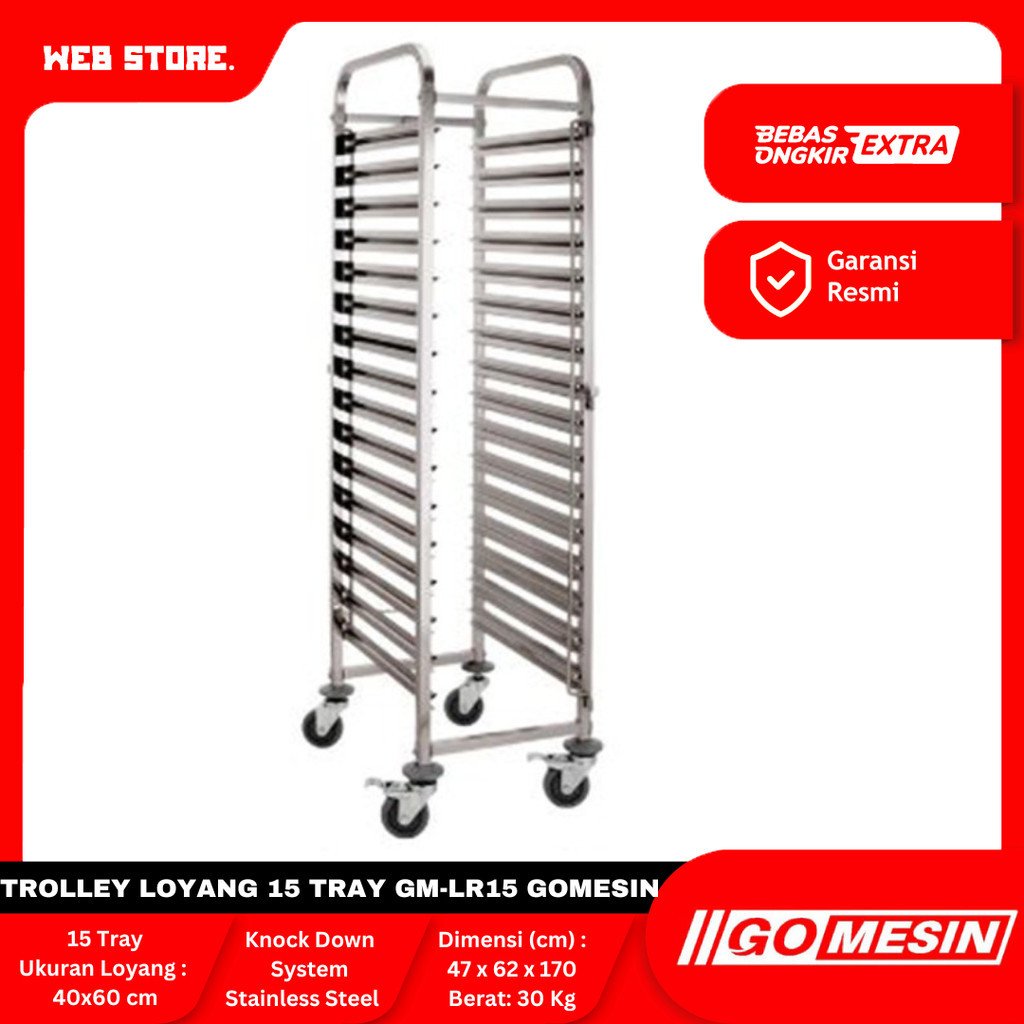 Jual Trolley Roti 15 Susun Loyang Tray Trolly Full Stainless Steel GM ...