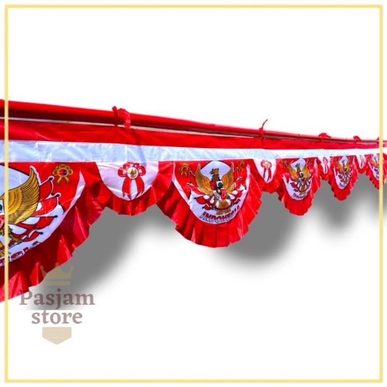 Jual ORIGINAL Bendera Merah Putih Background Rumbai 10 Gelombang ...