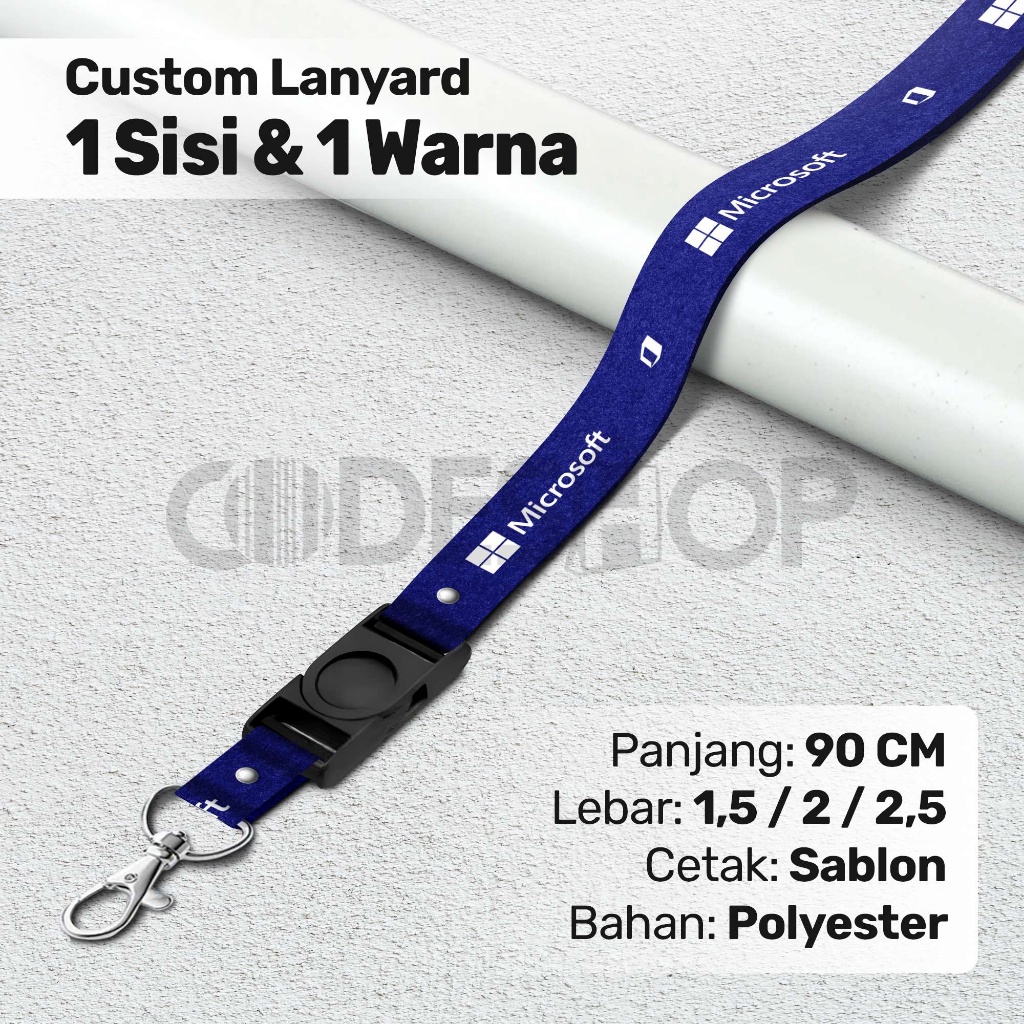 Jual Tali Lanyard Polyester Sablon Custom 90cm 1 Warna 1 Sisi Plus ...