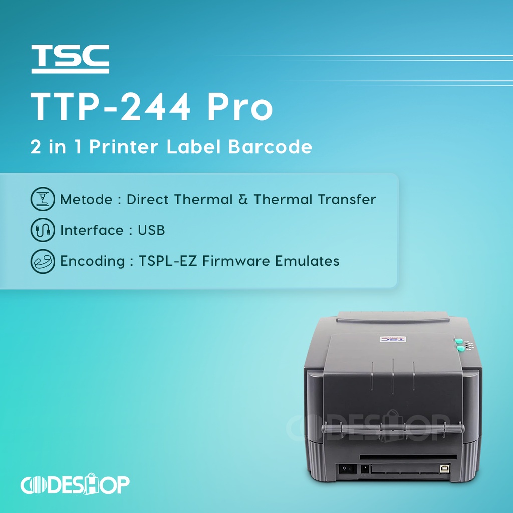 Jual Barcode Printer TSC TTP-244 PRO - TTP 244 PRO - TTP244 PRO USB ...