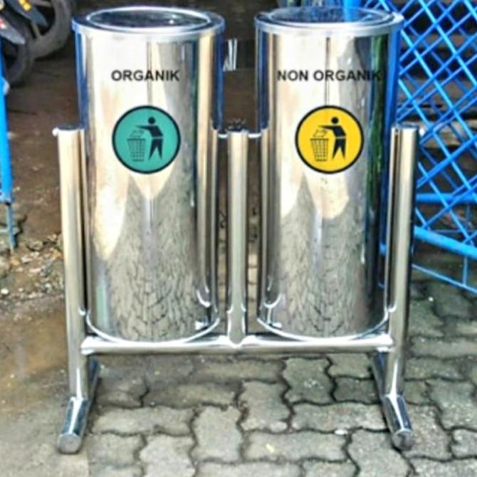 Jual Tempat Tong Sampah Stenlis Stainless Standing Asbak 2in1 2 Lubang Shopee Indonesia 7888