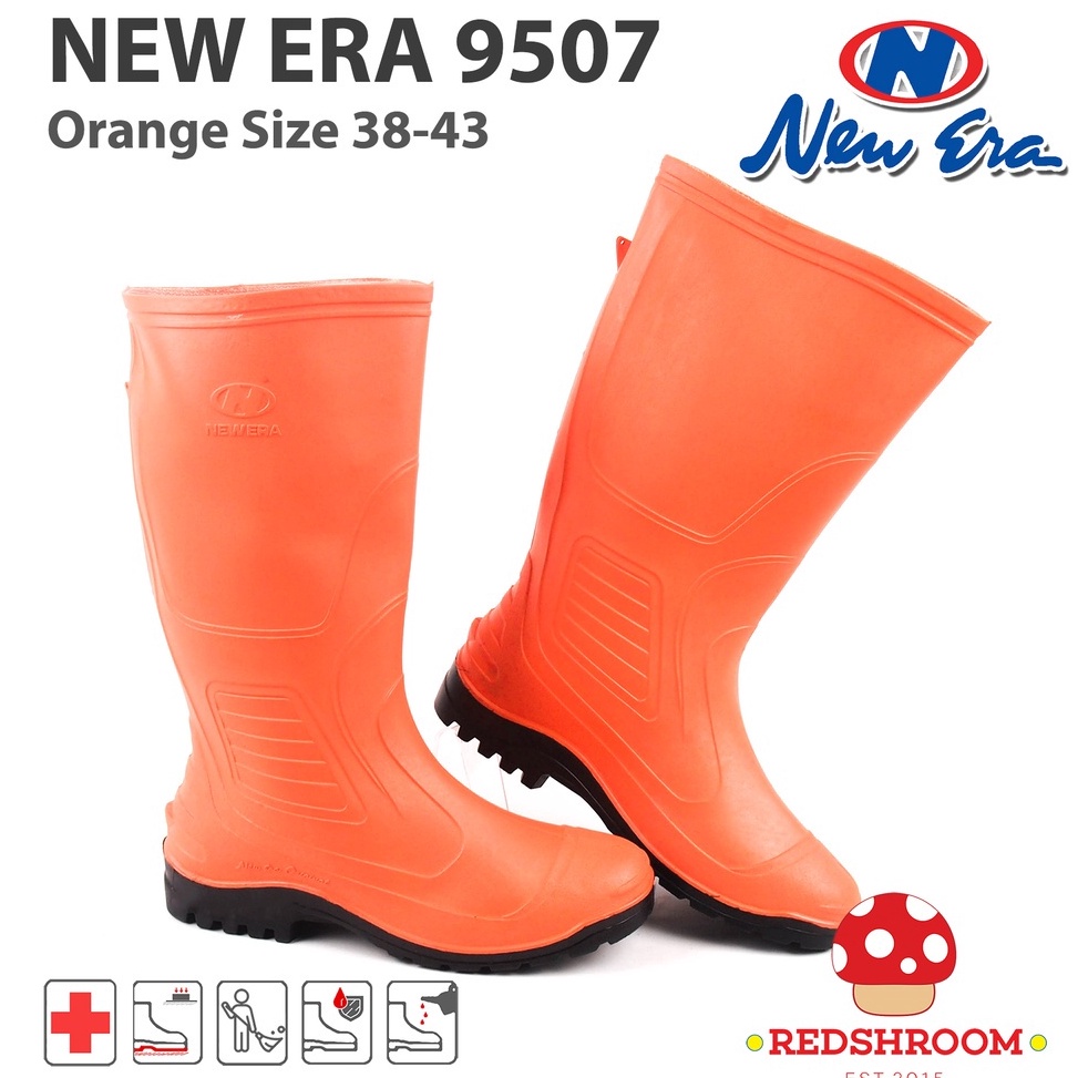 Jual Serbuuuu Sepatu Boot Tinggi New Era Orange Kebersihan