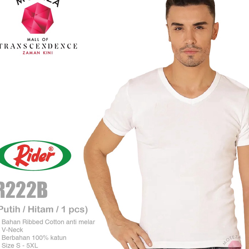 Jual (ご5H. K> Kaos Dalam Oblong Pria T-Shirt - V Neck - RIDER R 222 ...