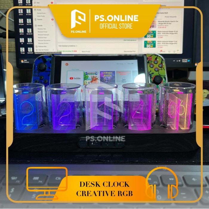 Jual Terlaris Rgb Led Clock Desk Rainbow Time - Jam Meja Nixie Tube ...