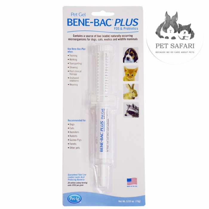 Jual VITAMIN PROBIOTIK ANJING PET GEL BENE-BAC PLUS 0.53 OZ (15GR ...