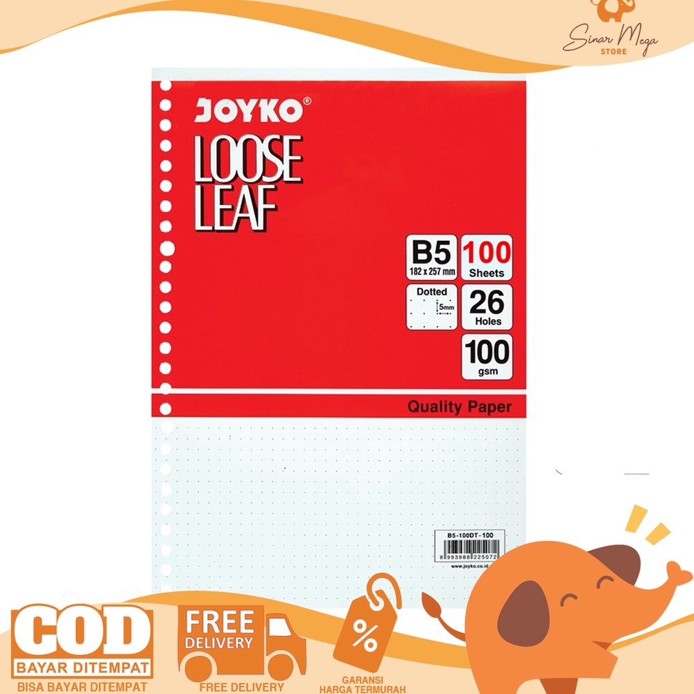 Jual Dikirim Secepatnya Joyko Loose Leaf B5 (Blank, Grid & Dotted) 100 ...