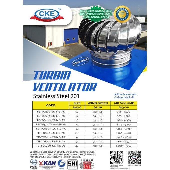 Jual Ventilasi Atap Turbin Ventilator Tb-Tg300 Exhaust Fan Roof ...