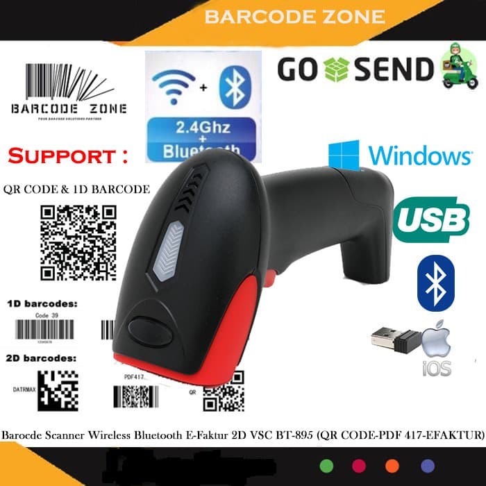 Jual 2D VSC-BT895 WIRELESS BARCODE SCANNER QR CODE-E-FAKTUR(Bluetooth+2 ...