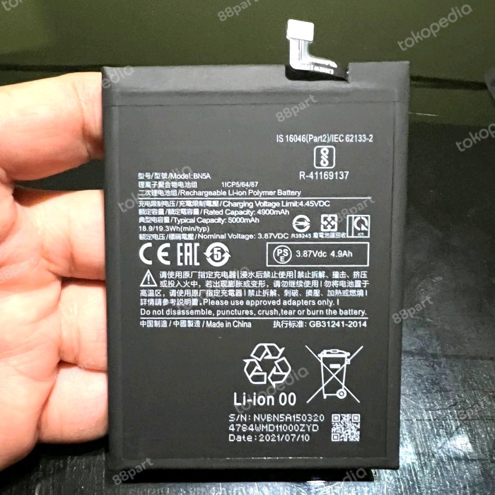 Jual Baterai Xiaomi Redmi Note 10 5g Bn5a Poco M3 Pro Ori 100 New Shopee Indonesia 2049