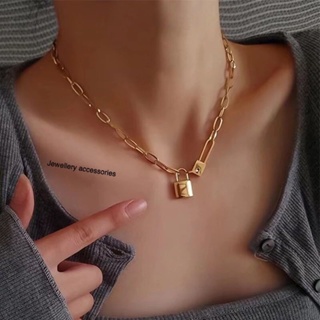 Jual (Anti Karat) Kalung Rantai Gembok Pria Wanita Unisex Choker Hip hop  aksesoris fashion korea Titanium Stainless Steel