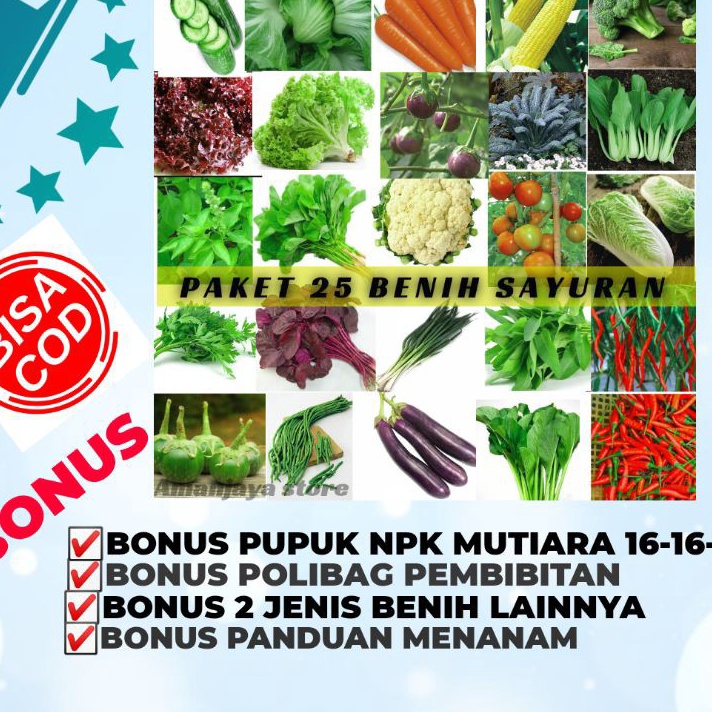 Jual MARH393 PAKET 25 JENIS BENIH SAYURAN+BONUS Lainnya Bisa Ditanam ...