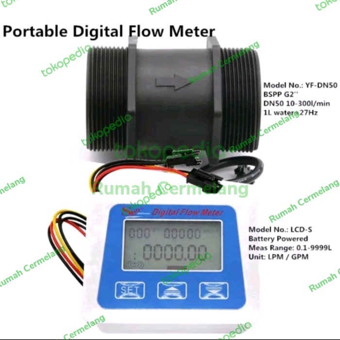 Jual Digital Flow Meter Display With Flow Sensor 2 Inch LcdS Shopee