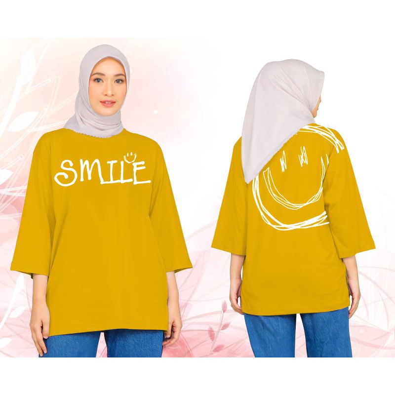 Jual Baju Atasan Wanita Smile D B R Oversize Lengan Kaos Wanita Oblong Baju Wanita