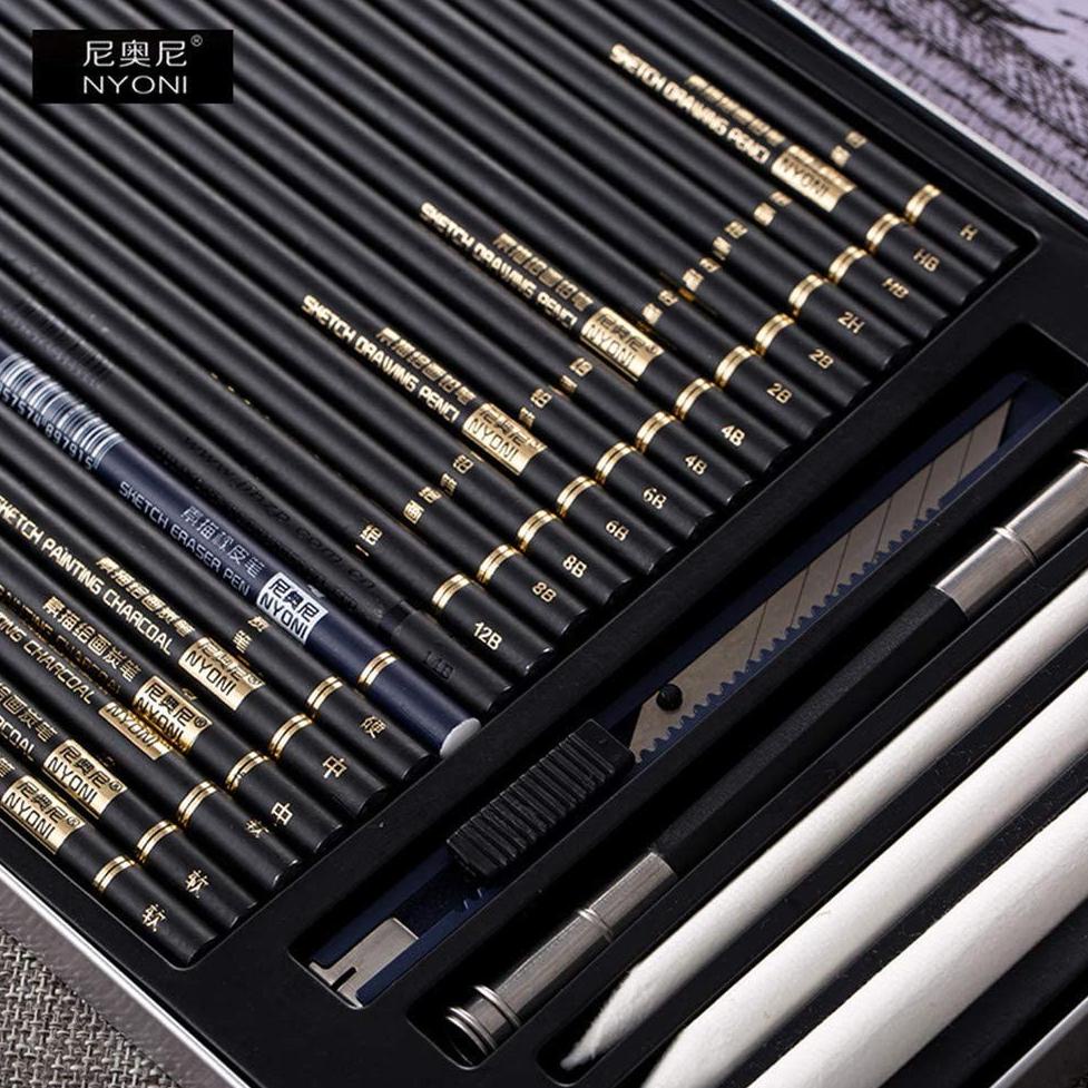 Jual MURAH NYONI Sketch Drawing Pencil Set 29 / Pensil Lukis Sketsa Set