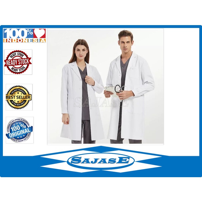 Jual Jas Laboratorium Lengan panjang Jaslab Dokter Bahan Kain Harga ...