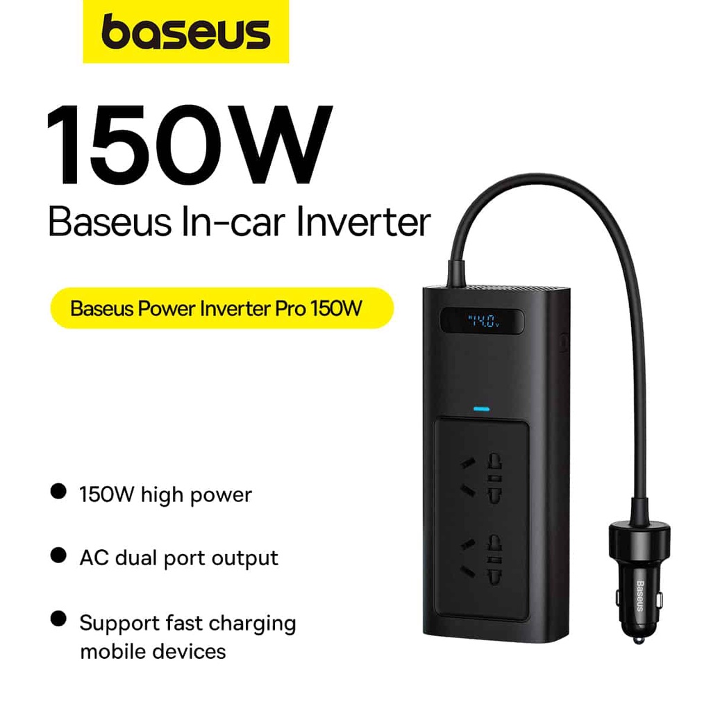 Jual Baseus Power Car Inverter Converter DC 12V to AC 220V Type-C Fast ...