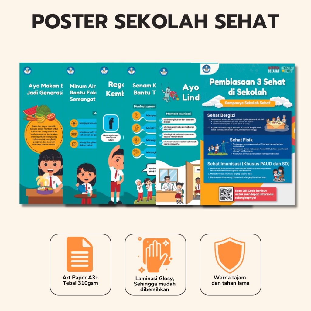 Jual Bu Guru Ria Poster Sekolah Sehat Kampanye Sekolah Sehat Agar Peserta Didik Sadar