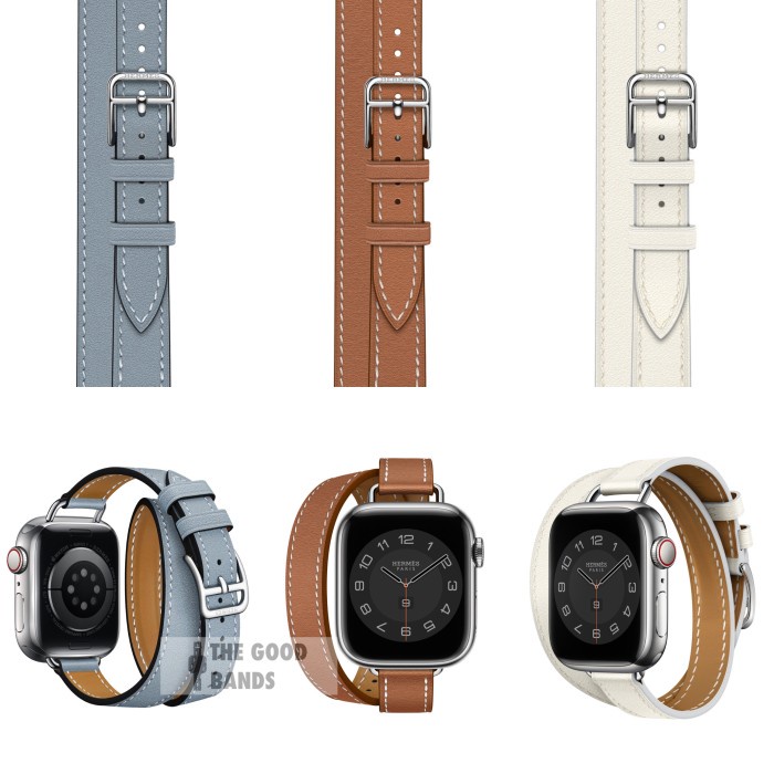 Jual Strap Apple Watch 9 8 ULTRA 41mm 45mm 49mm Hermes Double Leather Kulit Shopee Indonesia