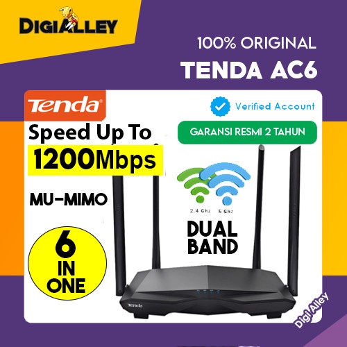 Jual Tenda AC6 AC1200 Mbps Wireless Smart Dual Band Router WALL KILLER ...
